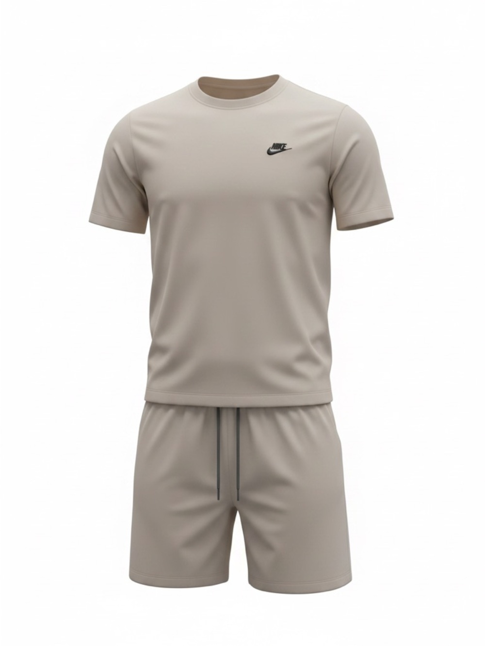 Nike  set shorts and t shirt Beige Crewneck Tee with Red Logo Tag